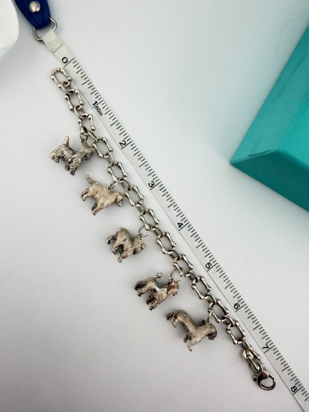 Vintage Tiffany & Co. 5 Dogs Charm Bracelet Sterling Silver Bone Links 7.5in 51g - Picture 4 of 7